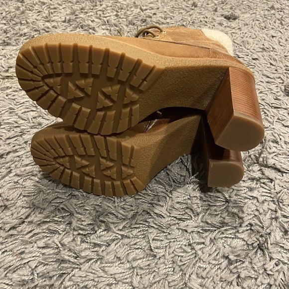 Michael Michael Kors Kim Lace Up Leather Bootie In Dark Caramel Size 7M - Picture 9 of 14